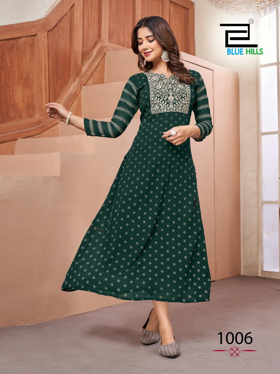 Lakme By Blue Hills Georgette Foil Printed Kurtis Wholesale Clothing Suppliers In India